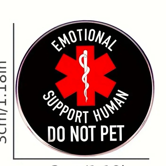 Emotional Support Human Pin - Black and Red Enamel Pin - Picture 3 of 5